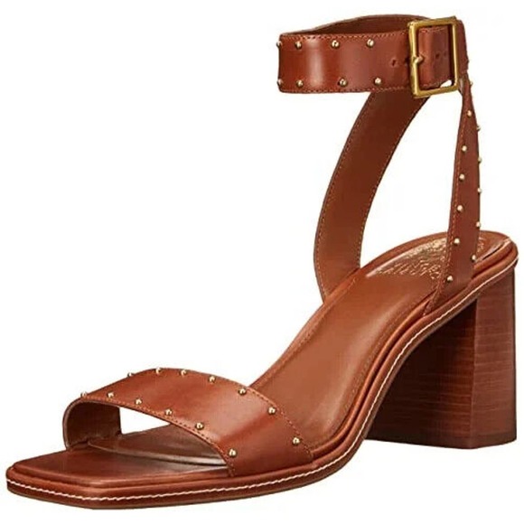 New Vince Camuto Womens Shyremin Block Heel Sandals Warm Caramel Leather Size 11 - Picture 1 of 5